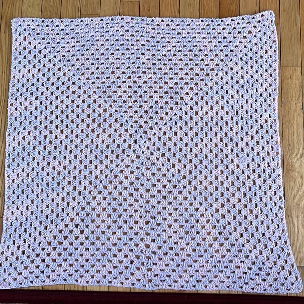 30x30 pale pink with flecks of blue blanket